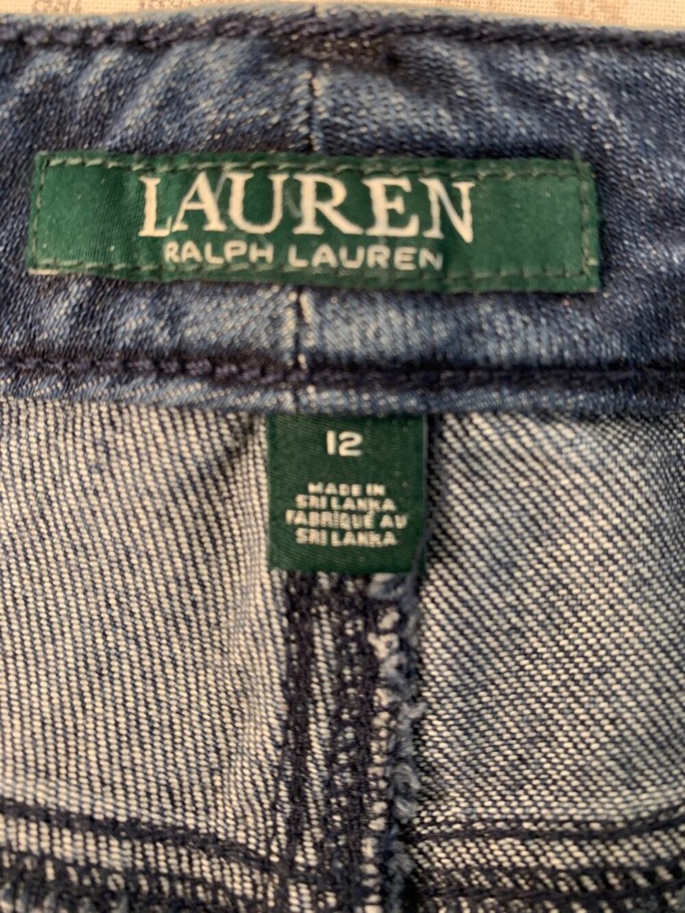 Lauren Ralph Lauren Womens Wide Leg Crop Jeans Size 12 Raw Hem Blue Denim EUC - Picture 5 of 7